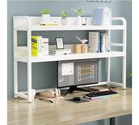 OOPDNEGAK 2 Couches DIY Étagère Livre Bureau Bibliothèque Organisateur De Bureau À Poser, Étagère De Rangement en Bois Et Métal, Étagère De Bureaux pour Ordinateur, Étagères De Comptoir(A)