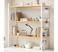 OOPDNEGAK 3 Couches DIY Étagère Livre Bureau Bibliothèque Organisateur De Bureau À Poser, Étagère De Rangement en Bois Et Métal, Étagère De Comptoir Polyvalente, pour La Maison(White,50x20x54cm)