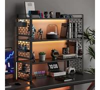 OOPDNEGAK 3 Couches DIY Étagère Livre Bureau Bibliothèque Organisateur De Bureau À Poser, Étagère De Rangement en Bois Et Métal, Étagère De Comptoir Polyvalente, pour La Maison(Black,50x20x54cm)