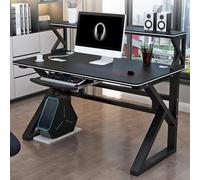 OOPDNEGAK avec Clavier Grand Bureau D'ordinateur, Bureaux À Domicile avec Bibliothèque, Bureau D'étude/Poste De Travail Simple Et Moderne(E,140cm)