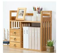 OOPDNEGAK Bibliothèque De Bureau avec Tiroirs - Étagère De Bureau en Bois Massif, Présentoir Multifonctionnel pour Le Rangement des Services À Thé dans Le Salon(A-3 Drawers,70X19X45CM)