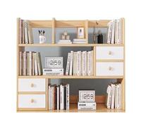 OOPDNEGAK Bibliothèque De Bureau avec Tiroirs, Étagère De Rangement Polyvalente en Bois pour Plan De Travail, Organiseur De Bureau Autonome À 3 Niveaux pour Le Bureaux, Le Dortoir(B,83 * 17 * 80cm)
