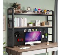 OOPDNEGAK Bibliothèque De Bureau Industrielle - Étagère De Bureau À 2 Niveaux, Présentoir De Rangement avec Panneau Perforé(D,95 * 27 * 104cm)