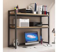 OOPDNEGAK Bibliothèque De Bureau pour Ordinateur - Étagère De Bureau en Bois À 2 Niveaux, Support D'imprimante Réglable, Étagère De Rangement Ouverte Présentoir Et Organisateur(55 * 32 * 90cm)