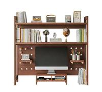 OOPDNEGAK Bibliothèque De Bureau pour Ordinateur - Étagère De Comptoir Polyvalente, Étagère De Rangement De Bureau en Bois Massif, avec Cloisons, Étagère De Rangement Et Présentoir(Brown)