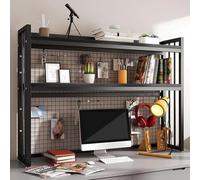 OOPDNEGAK Bibliothèque De Bureau Réglable À 2 Niveaux - Bibliothèque Organisateur De Bureau À Poser, Étagère De Rangement en Bois Et Métal, Étagère De Rangement Présentoir pour Maison(A,75cm)