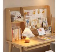 OOPDNEGAK Bibliothèque De Bureau Trapézoïdale en Bois Massif - Présentoir De Rangement Autonome, Étagère De Comptoir Polyvalente avec Panneau Perforé en Métal pour Bureau D'ordinateur(A,115cm/45in)