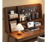 OOPDNEGAK Bibliothèque De Bureau Trapézoïdale en Bois Massif - Présentoir De Rangement Autonome, Étagère De Comptoir Polyvalente avec Panneau Perforé en Métal pour Bureau D'ordinateur(B,75cm/30in)
