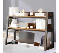 OOPDNEGAK Bibliothèque De Comptoir Polyvalente À 2 Niveaux - Étagère De Bureau, Supports D'imprimante en Bois Et en Métal, Étagère De Rangement pour Bureau À Domicile(A,55x32x90cm)