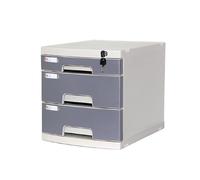OOPDNEGAK Boite Armoire De Finition De Bureau, Armoire De Rangement De Fichiers De Données De Bureau Avec Serrure, 3 Tiroirs En Matériau PP Avec Boîte De Rangement D'étiquettes D'index(Gray)