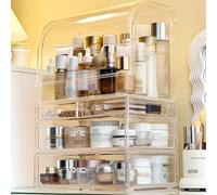OOPDNEGAK Boîte De Rangement pour Cosmétiques, Organiseur De Maquillage, Présentoir De Grande Capacité, Boîte en Acrylique Transparente avec Couvercle, pour Salle De Bain Et Chambre À Coucher