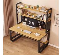 OOPDNEGAK Bureau À Domicile avec Étagère Et Étagère De Rangement en Métal - Grand Bureau D'ordinateur avec Bibliothèque Et Clapier, Poste De Travail avec Panneau Perforé(Walnut Black,39.3x23.6x70in)