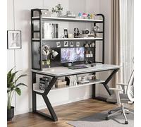 OOPDNEGAK Bureau avec Rangement Et Bibliothèque Combinés - Bureau D'ordinateur À Étagères avec Panneau Perforé pour L'étude Et l'espace De Travail(A,100 * 60 * 170cm)