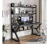 OOPDNEGAK Bureau avec Rangement Et Bibliothèque Combinés - Bureau D'ordinateur À Étagères avec Panneau Perforé pour L'étude Et l'espace De Travail(C,80 * 60 * 170cm)