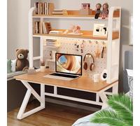 OOPDNEGAK Bureau D'ordinateur avec Panneau Perforé Et Étagère, Grande Table D'ordinateur Moderne, Poste De Travail Combiné pour L'étude Et L'écriture, pour Chambre À Coucher Ou Dortoir(B,120cm)