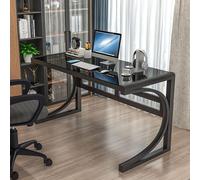 OOPDNEGAK Bureau D'ordinateur en Verre Trempé Grand Bureau Moderne Cadre en Acier Carbone Table De Jeu(E,120x60x75cm(47x24x30inch))