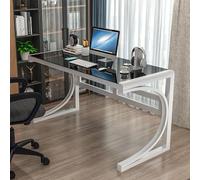 OOPDNEGAK Bureau D'ordinateur en Verre Trempé Grand Bureau Moderne Cadre en Acier Carbone Table De Jeu(D,80x60x75cm(31x24x30inch))