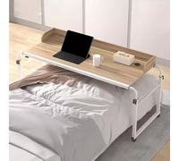 OOPDNEGAK Bureau D'ordinateur Mobile - Bureau Mobile À roulettes pour Lit - Table De Lit Réglable, Poste De Travail Réglable en Hauteur, Idéal pour Usage Médical Et Plateau-Repas(Wood)