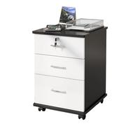 OOPDNEGAK Classeur 3 Tiroirs Avec Serrure - Coffre De Rangement En Bois Sous Le Bureau, Classeurs Format Légal/lettre, Roulettes Et Pieds Fixes, Organiseur De Fournitures De Bureau/reçus A4(A)