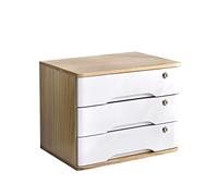OOPDNEGAK Coffre De Rangement En Bois Massif, Armoire De Bureau Verrouillable À Tiroirs Pour Fournitures De Bureau, Classeur A4/reçus - Classeur Plat À Plusieurs Tiroirs(E,3 drawers)