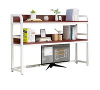 OOPDNEGAK Étagère De Bureau - 2 Niveaux Bibliothèque Ouvertes De Bureau, Étagère De Rangement en Bois Et Métal, Présentoir De Rangement pour Décoration Intérieure(E,75X24X90CM)