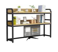 OOPDNEGAK Étagère De Bureau - 2 Niveaux Bibliothèque Ouvertes De Bureau, Étagère De Rangement en Bois Et Métal, Présentoir De Rangement pour Décoration Intérieure(C,95X24X90CM)