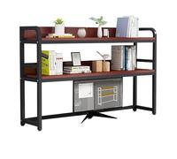 OOPDNEGAK Étagère De Bureau - 2 Niveaux Bibliothèque Ouvertes De Bureau, Étagère De Rangement en Bois Et Métal, Présentoir De Rangement pour Décoration Intérieure(B,115X24X90CM)