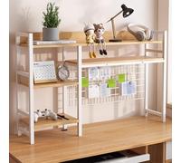 OOPDNEGAK Étagère De Bureau À 2 Niveaux, Industriel Bibliothèque De Bureau, Étagère De Rangement Autonome Multifonctionnelle, Étagère De Rangement De Comptoir avec Panneau Perforé(A,115x22x75cm)