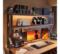 OOPDNEGAK Étagère De Bureau À 2 Niveaux, Organiseur De Bureau avec Panneau Perforé, Support De Rangement pour Comptoir pour Dortoir Ou Bureaux, Tables D'ordinateur De Style E-Sport(53.1"x39")