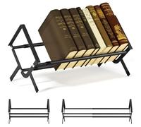 OOPDNEGAK Étagère De Bureau Extensible, Bibliothèque Inclinable en Métal, Étagère De Rangement Réglable pour Livres, CD Et Magazines, Étagères De Bureau pour Enfants, Présentoir À Livres(Black)