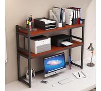 OOPDNEGAK Étagère De Bureau Réglable À 2 Niveaux - Support De Rangement De Bureau, Support De Rangement Autonome Multifonctionnel en Bois Et Métal(A,75 * 24 * 90cm)