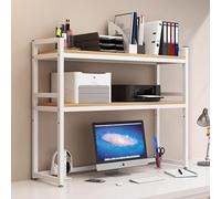 OOPDNEGAK Étagère De Bureau Réglable À 2 Niveaux - Support De Rangement De Bureau, Support De Rangement Autonome Multifonctionnel en Bois Et Métal(B,85 * 24 * 90cm)
