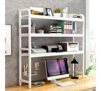 OOPDNEGAK Étagère De Rangement De Bureau, 3 Niveaux Bibliothèque Ouvertes de Bureau, Étagère Bibliothèque De, Petite Étagère De, pour la Maison(White,95X24X120CM)