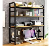 OOPDNEGAK Étagère De Rangement De Bureau, 3 Niveaux Bibliothèque Ouvertes de Bureau, Étagère Bibliothèque De, Petite Étagère De, pour la Maison(Black,95X24X120CM)