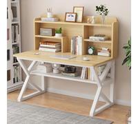 OOPDNEGAK Grand Bureau D'ordinateur 2 en 1, Bureau avec Étagère De Rangement, Table D'étude avec Pieds en Métal(B,47.2x23.6x29.5in)
