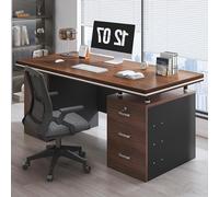 OOPDNEGAK Grand Bureau D'ordinateur avec Armoire De Rangement, Bureau Exécutif À 3 Tiroirs Tiroir Classeur Armoire De Rangement(120x60x77cm(47x24x30inch))