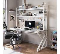 OOPDNEGAK Grand Bureau D'ordinateur avec Étagères Bureau À Domicile avec Bibliothèque(H,L120CM)
