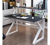 OOPDNEGAK Grand Bureau D'ordinateur, Bureaux À Domicile avec Bibliothèque, Bureau D'étude Simple Et Moderne, Poste De Travail avec Cadre en Métal Robuste(1A,120cm)