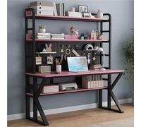 OOPDNEGAK Grande Table PC avec Étagères De Rangement Et Panneau Perforé Bureau À Cadre Métallique Poste De Travail Bureau D'étude Et D'écriture(D,39" W x 69" H x 23.6" D)