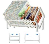 OOPDNEGAK Organisateur D'étagère De Bureau Réglable, Bibliothèque De Table Inclinable pour Bureau Maison Ou Chambre À Coucher, Présentoir pour Disques Vinyle, Magazines, CD Et Livres(A)
