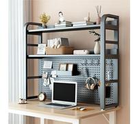 OOPDNEGAK Petite Bibliothèque De Bureau À 2 Niveaux - Bibliothèque De Comptoir Polyvalente, Support De Rangement D'ordinateur, Support Décoratif De Bureau Industriel(115 * 25 * 93cm)