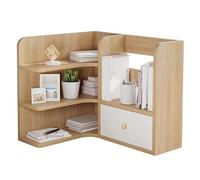 OOPDNEGAK Petite Bibliothèque en Bois - Étagère De Comptoir Polyvalente, Étagère De Bureau avec Tiroirs, Présentoir De Rangement Autonome pour Fournitures De Bureau(Light Brown,WITH-60X50CM)
