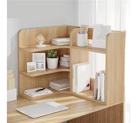 OOPDNEGAK Petite Bibliothèque en Bois - Étagère De Comptoir Polyvalente, Étagère De Bureau avec Tiroirs, Présentoir De Rangement Autonome pour Fournitures De Bureau(Light Brown,WITHOUT-50X30CM)