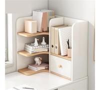 OOPDNEGAK Petite Bibliothèque en Bois - Étagère De Comptoir Polyvalente, Étagère De Bureau avec Tiroirs, Présentoir De Rangement Autonome pour Fournitures De Bureau(White,WITH-50X30CM)
