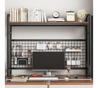 OOPDNEGAK Petite Étagère De Bureau - Bibliothèque De Bureau Industrielle avec Panneau Perforé, Organiseur De Rangement Extensible, Présentoir De Rangement Autonome(B,115 * 20 * 75CM)