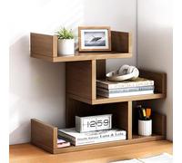 OOPDNEGAK Petite Étagère De Bureau - DIY Étagère Livre Bureau Bibliothèque Organisateur De Bureaus À Poser pour La Maison Et Le Table(Dark Walnut)