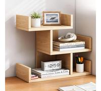 OOPDNEGAK Petite Étagère De Bureau - DIY Étagère Livre Bureau Bibliothèque Organisateur De Bureaus À Poser pour La Maison Et Le Table(Walnut)
