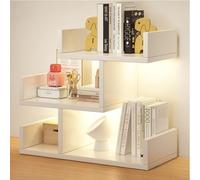OOPDNEGAK Petite Étagère De Bureau - Étagère De Comptoir Polyvalente, Étagère De Rangement De Bureau Présentoir, Organisateurs De Rangement Autonomes pour La Maison(White Bookshelf)