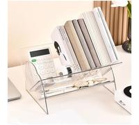 OOPDNEGAK Petite Étagère De Bureau - Organisateur De Bureau, Bibliothèque Inclinée, Étagère De Présentation Réglable, pour La Maison, Le Bureaux, L'école, pour CD Et Magazines(Clear)