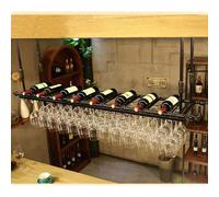 OOPDNEGAK Porte-Verres Vin Suspendu - Porte-Bouteilles Vin Vintage Et Créatif, Présentoir Vin Suspendu Plafond, Étagère Flottante pour Bouteilles De Vin, Présentoir Vin Suspendu(Black,120 * 30cm)